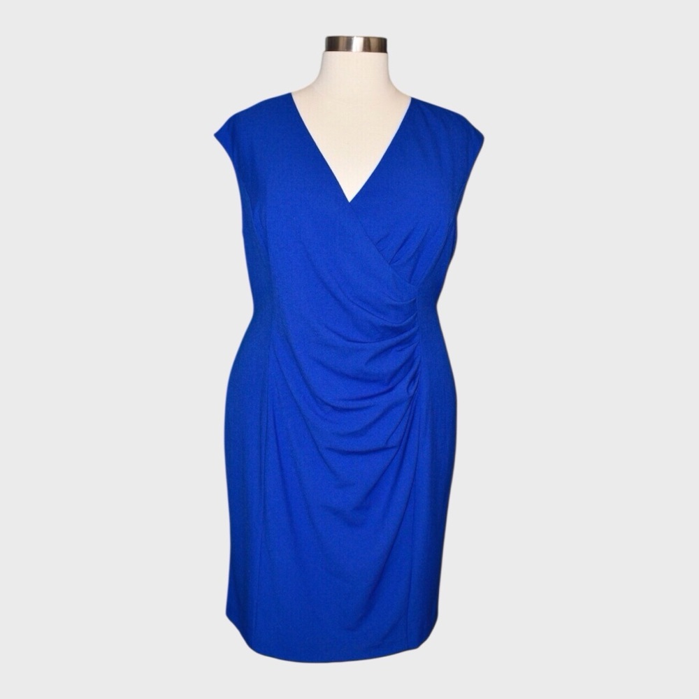 Calvin Klein Draped V Neck Sheath Dress